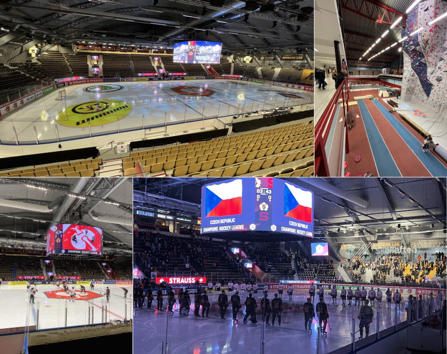 Multifunkční aréna a hokejový zápas Skellefteå vs. Sparta Praha