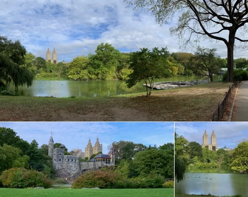 Pohled na luxusní bytový dům The San Remo a dole pak Belveder Castle.