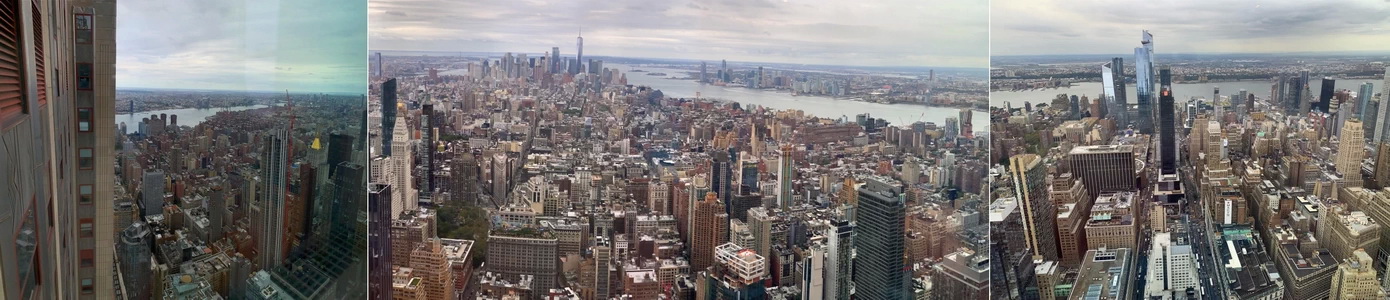 Výhledy zpoza oken v 80. patře slavné Empire State Building.